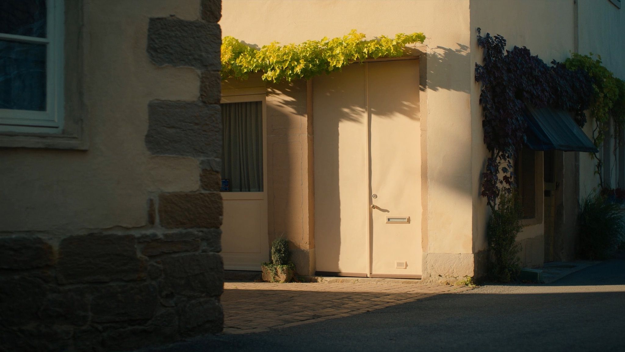 Sonnige Gasse in einem Pfälzer Weindorf